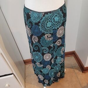 NWT Style & Co Petite Blue Multicolored Maxi Skirt Whimsigoth Whimsy | 14P